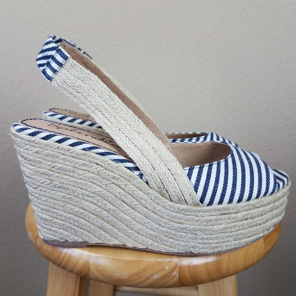 Anthropologie Splendid Striped Espadrille Wedge - Picture 1 of 8